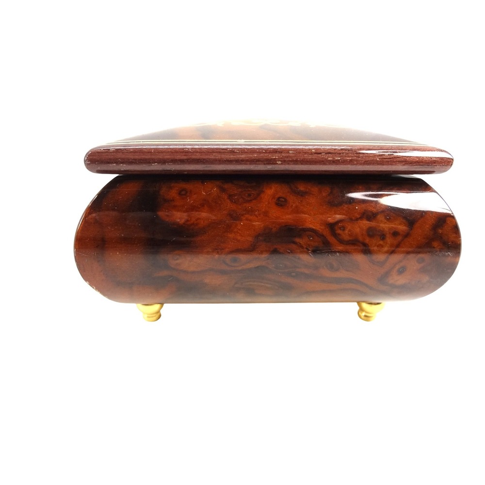 Reuge Swiss Musical Italian Inlaid Brown Burl Wood Jewelry Box Made in Italy - Picture 5 of 8